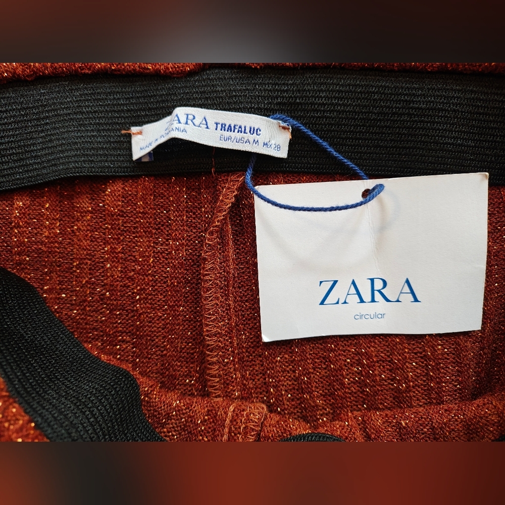 Zara Rust Ribbed Metallic Pants - Picture 6 of 6